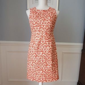 Banana Republic Orange & Cream Shift Dress Sleeveless Women Size 0